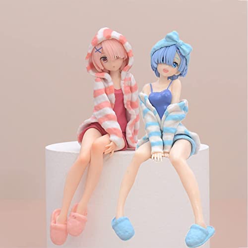 Rem und Ram Figur Statue Nudelstopper Figur Modell Remu und Ramu Sitzende Pose Skulptur Desktop Dekoration Weihnachten Geburtstag Geschenke für Jungen Mädchen von FAKKA