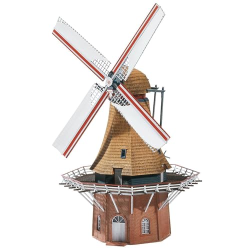 FALLER Windmühle Modellbausatz mit 169 Einzelteilen 180 x 180 x 320 mm I Modelleisenbahn Zubehör H0 I Modelleisenbahn H0 friesische Windmühle von FALLER