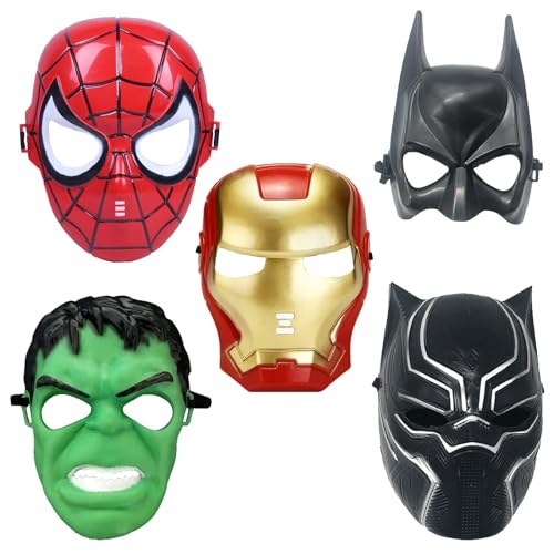 FAMILIO 5 Stück Superhero Masken Superhero Party Masken Kinder Cosplay Felt Cosplay Party Masks Children's Party Masks für Maskerade Dress Up Party Supplies Superhero Thema von FAMILIO