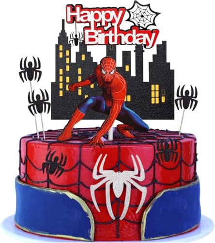 FAMILIO Spider Tortendeko Kuchen Deko,9 Stück geburtstagsdeko Spider Cake Toppers Kuchen Geburtstag Deko Geburtstagsdeko Cupcake Toppers Geburtstag Kuchen Deko Cake Topper von FAMILIO