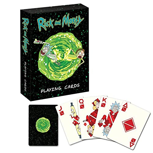 FAMILIO Spielkarten für Zeichentrickfiguren Kartenspiel-Set Poker-Set Rick und Morty Serie Poker Urlaubs- und Geburtstagsgeschenke für Kinder Familienspiele von FAMILIO