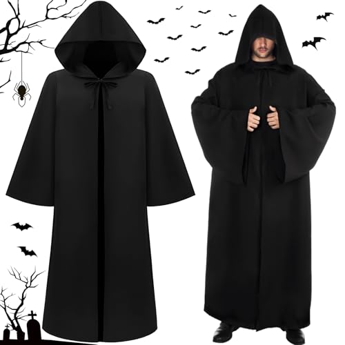 FAMKEEP Hoodies Robe, Schwarz XL Umhang mit Kapuze, Halloween Cosplay Cape, Halloween Themenparty, Vampir Kostüm, Horror-Kostüm, Halloween-Maskerade von FAMKEEP