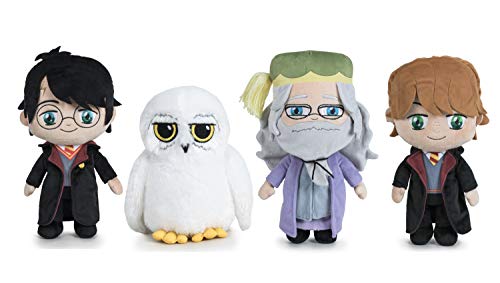 FAMOSA SOFTIES Harry Potter - Packung mit 4 Plüschtieren 7'87"/20cm Harry Potter Ministerium für Magie + Ron Weasley + Dumbledor + Hedwig Superweiche Qualität von Famosa softies