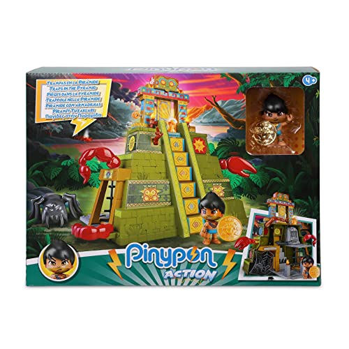 Pinypon Action - Wild. Pyramide Fallen, Action-Spielzeug-Set mit Rätseln, Fallen, Zubehör, Schatz und 2 Figuren Einer Explorer-Puppe und Einer großen Spinne, +4 Jahre, Berühmt (700017053) von Pinypon Action