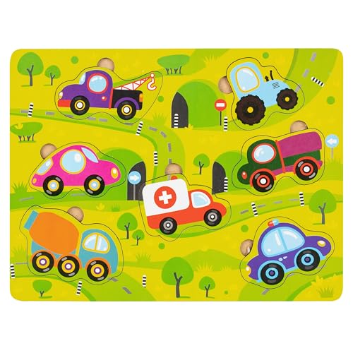 Puzzle Holz Fahrzeuge Steckpuzzle Auto - Holzpuzzle Holz Puzzle Holzspielzeug ab 1 Jahr 2 3 Jahre (Fahrzeuge) von FANCY