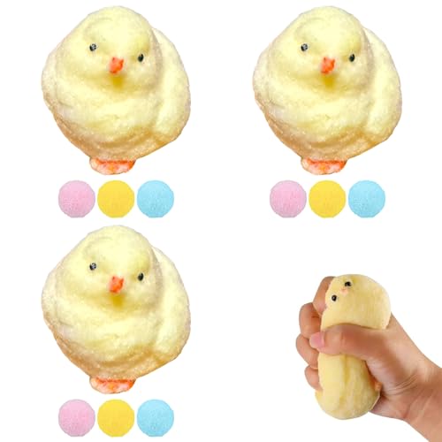 3 Stück Spielzeug Silikon Kükens Hühnchen Fidget Quetschspielzeug Squishy Chicken Squeeze Toy Süße Küken Squishy Toy Taba Squishy Küken zum Stressabbau und zur Entspannung von FANCYWUXI