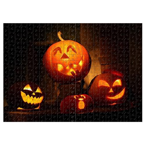 FANGZ Halloween-Puzzles,Halloween-Puzzles für Kinder - Herausfordernde Holzpuzzles mit Kürbislaternenmuster,Pädagogische Entwicklungsspielzeuge für Kinder im Alter von 8–10 Jahren, von FANGZ