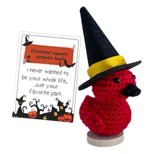 FANGZ Positive Affirmationspuppe, süße gestrickte Positive Puppen - Halloween Kürbisköpfe Puppe,Lustige Häkelpuppe mit inspirierender Karte. Süße Aufmunterungs-Partydekorationen für Kollegen von FANGZ