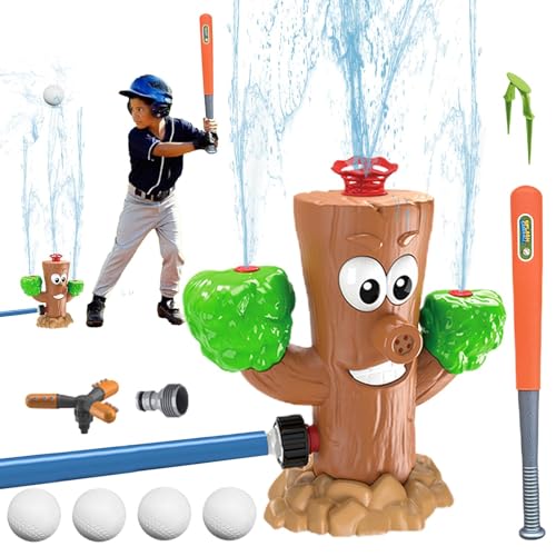 FANGZ Sprinkler-Baseball, Wassersprinkler-Baseball-Spielzeug | Wassersprühspielzeug im Baumstumpf-Design - Um 360 Grad drehbares Wassersprinkler-Baseballspielzeug für Mädchen, Spielen im Freien, von FANGZ