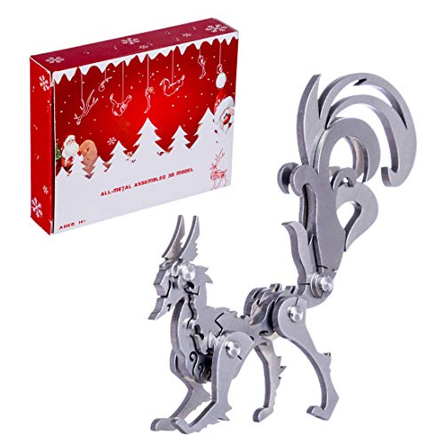 FANGZI 3D Metall Puzzle Erwachsene Fuchs Metall 3D Puzzle Modellbausatz, Adventskalender 2022 Puzzle Geschenk Ornamente Metall Fuchs Laserschnitt Modell von FANGZI