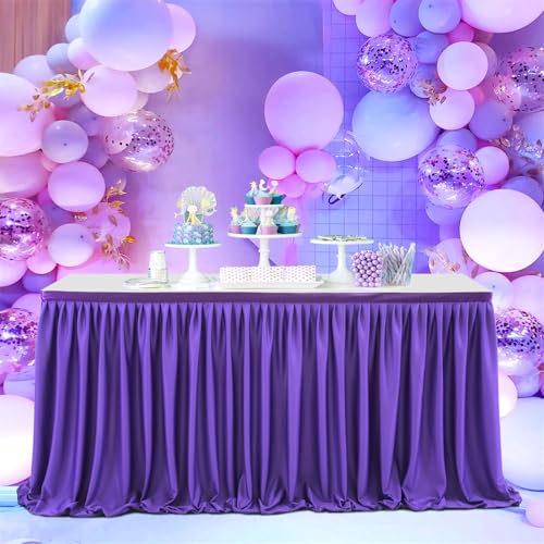 FANSU Party Deko Tischrock, Tischröcke Tisch Rock Tüll Tischrock Tischdekoration, Einfache Montage und Wiederverwendbar, für Geburtstag Kuchen Hochzeit Babyparty (14FT/427x77cm,Dunkelviolett) von FANSU