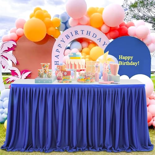 FANSU Party Deko Tischrock, Tischröcke Tisch Rock Tüll Tischrock Tischdekoration, Einfache Montage und Wiederverwendbar, für Geburtstag Kuchen Hochzeit Babyparty (14FT/427x77cm,Königsblau) von FANSU