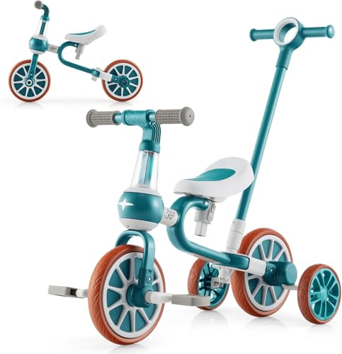 FANTASK 4 in 1 Kinder-Dreirad & Balance-Bike für Kinder von 2-4 Jahren, Kinder-Schubfahrrad in grün mit verstellbarem Schiebegriff und abnehmbaren Pedalen FANTASK 4 in 1 Kinder-Dreirad & Balance-Bike für Kinder von 2-4 Jahren, Kinder-Schubfahrrad in grün mit verstellbarem Schiebegriff und abnehmbaren Pedalen von FANTASK