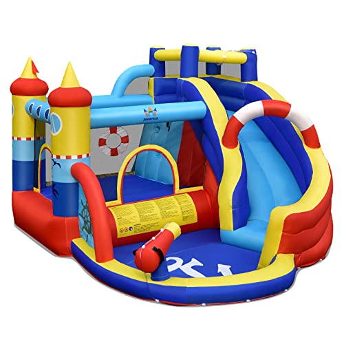 FANTASK 6 in1 Aufblasbare Hüpfburg Outdoor mit Gebläse, 360 x 290 x 200 cm Kinder Wasserpark mit Rutsche, Planschbecken & Wasserkanone, Bouncer Hüpfschloss Springburg FANTASK 6 in1 Aufblasbare Hüpfburg Outdoor mit Gebläse, 360 x 290 x 200 cm Kinder Wasserpark mit Rutsche, Planschbecken & Wasserkanone, Bouncer Hüpfschloss Springburg von FANTASK