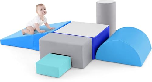 FANTASK Baby Softbausteine aus Schaumstoff Schaumstoffbausteine, Blau, 6 teilig von FANTASK