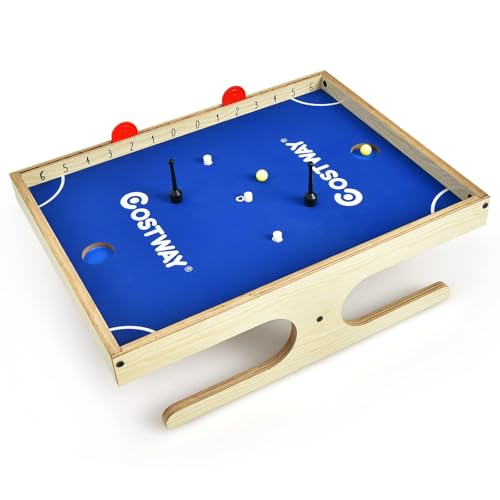 FANTASK Brettspiel Magnetisch, Mini Spieltisch 45 x 33,5cm magnetisch für 2 Personen, Kickertisch mit 2 Bällen & 2 magnetischen Griffen, Geschicklichkeitsspiel aus Holz für Kinder & Erwachsene von FANTASK