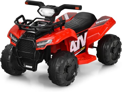 FANTASK Elektro Kinderquad Rot 2 km/h, 6V Mini Elektroquad mit Musik, Hupe und LED Scheinwerfer, Kinder Quad mit Stauraum, für Kleinkinder ab 18 Monaten von FANTASK