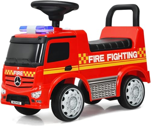 FANTASK Mercedes Benz Rutschauto und Schiebeauto, Kinder Feuerwehrauto mit Sirene & Pfeife & Hupe, Spielzeugauto mit Stauraum für Kinder von 12-36 Monaten von FANTASK