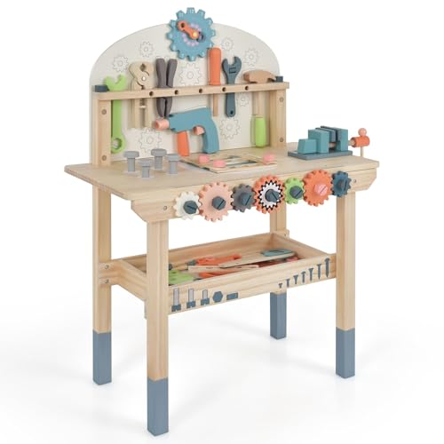 FANTASK Werkzeugbank für Kinder, Spielwerkbank Holz mit magnetischem Gestell, Ablageregal & Zubehör, Werkstatt Werkbank mit Werkzeugen Set Montessori für Kinder ab 3 Jahren FANTASK Werkzeugbank für Kinder, Spielwerkbank Holz mit magnetischem Gestell, Ablageregal & Zubehör, Werkstatt Werkbank mit Werkzeugen Set Montessori für Kinder ab 3 Jahren von FANTASK