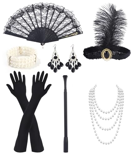 FAOKZE 11 Teiliges 20er Jahre Accessoires, 1920 Zubehör Set, 20er Jahre Accessoires, 20s Costume Women, 20s Accessories, 1920s Accessories, Women's Charleston Accessories von FAOKZE