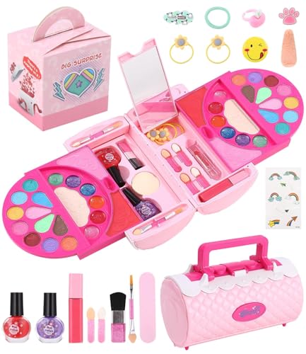 FAOKZE Kinderschminke mädchen, schminkkoffer mädchen, kinderschminke Set mädchen, schminke Kinder mädchen, Kinder schminkset mädchen, schminkkoffer Kinder, für Mädchen 3 4 5 6 7 8 9 10 Jahre von FAOKZE