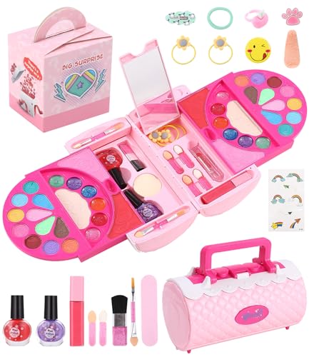 FAOKZE Kinderschminke mädchen, schminkkoffer mädchen, kinderschminke Set mädchen, schminke Kinder mädchen, Kinder schminkset mädchen, schminkkoffer Kinder, für Mädchen 3 4 5 6 7 8 9 10 Jahre von FAOKZE