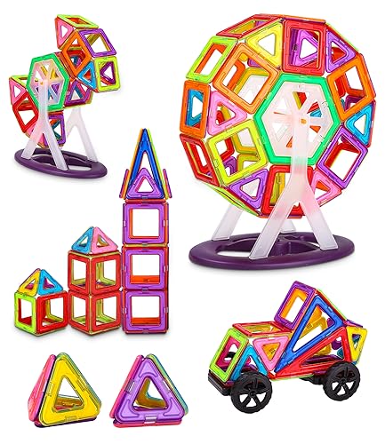 FAOKZE Magnetische Bausteine 114 Teile,Magnetische Bausteine Spielzeug ab 3-10 Jahre alte Mädchen Junge,Magnetblock-Set Weihnachten, Kindergeburtstage von FAOKZE