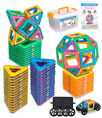 FAOKZE Magnetische Bausteine 52 Teile, Magnetische Bausteine Spielzeug ab 3-10 Jahre alte Mädchen Junge,Magnetblock-Set Weihnachten, Kindergeburtstage. von FAOKZE