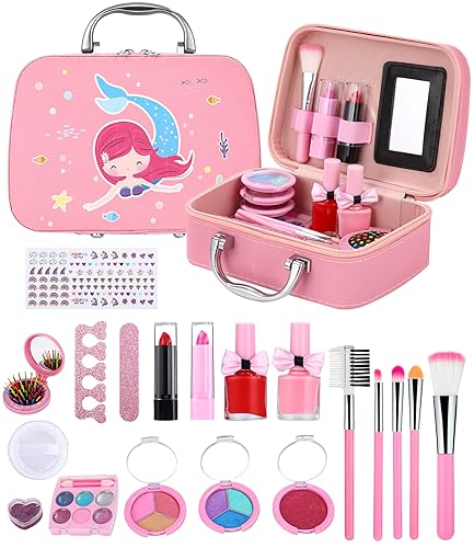 FAOKZE Make-up case Girls, Children's Make-up Set Girls, Make-up Set Girls, Children's Make-up Set Girls, Make-up case Children, Make-up for Children (pink2, 20.30 × 16.00 × 7.80 cm) von FAOKZE