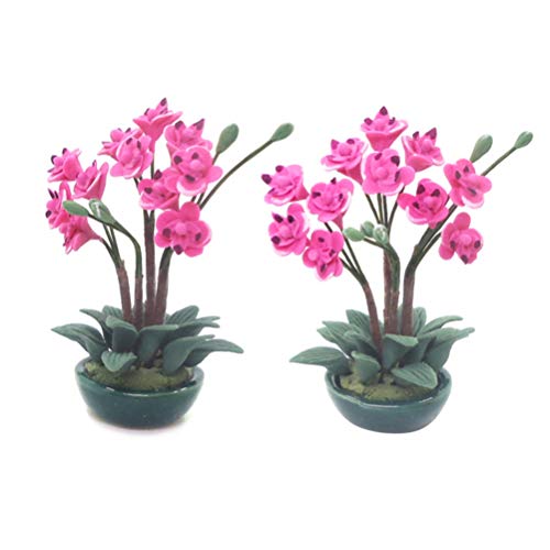 1:12 Puppenhaus Pflanze Künstliche Mini Topfpflanzen Miniatur Gefälschte Orchidee Bonsai Modell Winzige Grün in Blumentöpfen Mikro-Landschaft Ornament für DIY Feengarten Zubehör von FARUTA