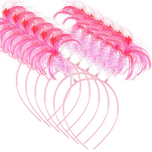 FARUTA 6 Stück Lametta-umwickelte Pferdeschwanz-Stirnbänder, Kostüm-Party-Kopfbedeckung, Accessoire, Halloween-Kopf-Bopper für Party-Zubehör (Farbe: Rosa) von FARUTA