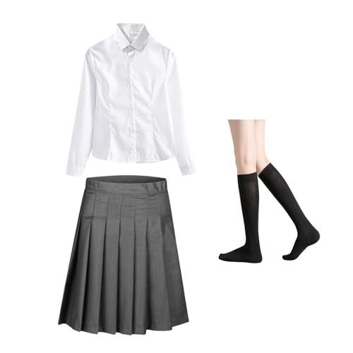 FARYODI Halloween Kostüm Damen - Zauberer Set Rock,Magie Akademie Set,Blusen,Rock,Socken,Zauberstab und Krawatte,Halloween Zauberer Kostüm für Cosplay Karneval Verkleidung Party,XXL von FARYODI