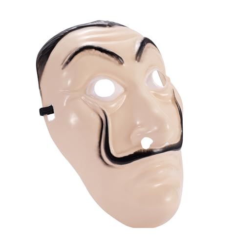 FASCHINFEVER Haus des Geldes Kostüm Set - 3 in 1 Set - mit Dali Maske, Overall rot Unisex, Gewehr Aufblasbar für Halloween, Fasching als Verkleidung für Herren & Damen (1x Maske) von FASCHINFEVER