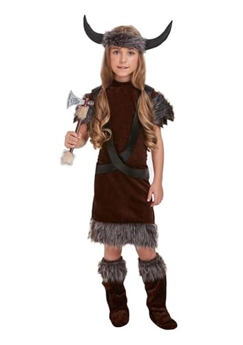 FASHION MY LOVE Kinder Wikinger Boy Dragon Tamer Fancy Dress Costume with Horned Headpiece Boys Viking Outfit for Kids (Wikinger Girl Costume, 4-6 Years (Small)) von FASHION MY LOVE