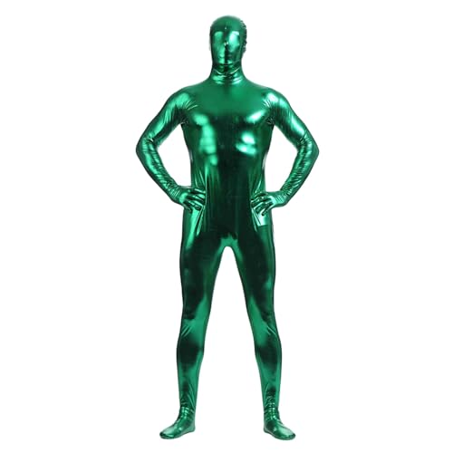 FASLOLSDP Cosplay Kostüm Herren, Zentai Bodystocking Open Face Ganzkörperanzug Ninja Unsichtbar Bodysuit Nylon Strümpfe Einteiler Catsuit Overall mit Kapuzen Stretch Suit von FASLOLSDP