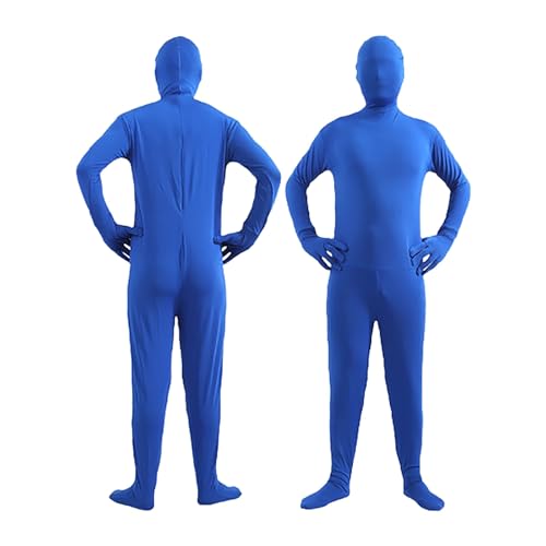 FASLOLSDP Cosplay Kostüm Herren, Zentai Bodystocking Open Face Ganzkörperanzug Ninja Unsichtbar Bodysuit Nylon Strümpfe Einteiler Catsuit Overall mit Kapuzen Stretch Suit von FASLOLSDP