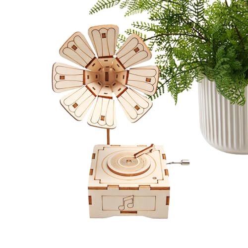 3D-Puzzle-Spieluhr, Holz-Grammophon-Spieluhr, Spieluhr-Bausatz, Bastelbausatz, Handgefertigte Ornamente, Kindermodellbausatz von FASSME