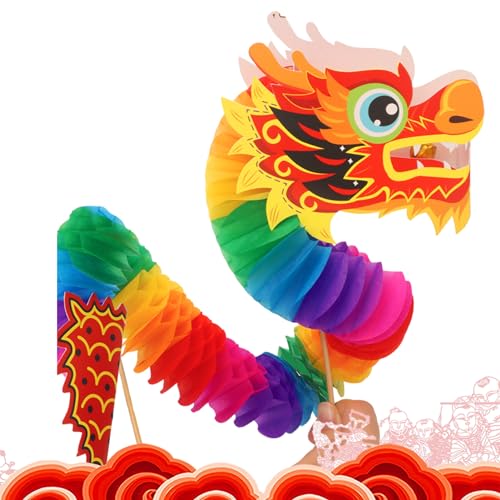 FASSME Chinesische Drachendekorationen, chinesisches Drachenspielzeug,Tragbare 3D-Girlande aus chinesischem Papierdrachen | Lunar New Year Dragon Multifunktionale -Puppensets zum Jahr des von FASSME