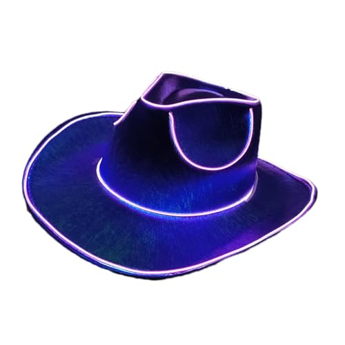 FASSME Cowboy-Hut, Leuchtender Cowgirl-Hut, Leuchtende Hüte Für Erwachsene, LED-Hut, Party-Cowboy-Hüte, Glitzernder Cowboy-Hut, Batteriebetrieben, Leuchtet Im Dunkeln von FASSME