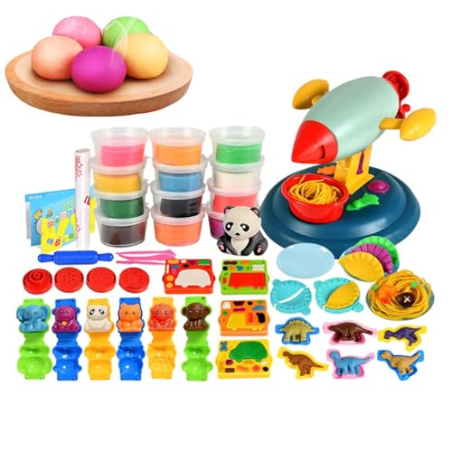 FASSME Knetmasse-Set,Fun Play Dough Küchenkreationen | Nudelmaschine Eiscreme Pretend Chef Spielzeug Modelliermasse Teigwerkzeuge für Kinder von FASSME