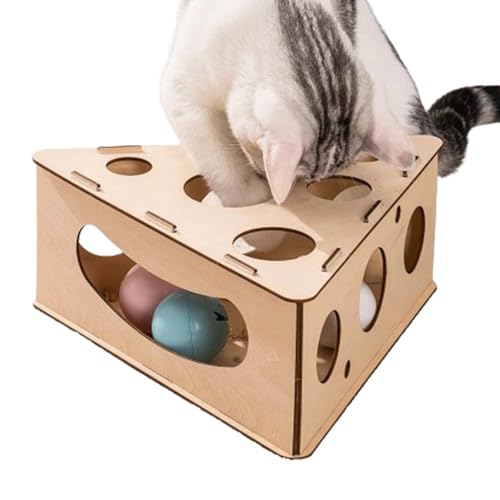 Katzen-Leckerli-Puzzle-Box, Katzen-Puzzle-Box aus Holz - Lustiges Katzen-Puzzle-Spielzeug - Katzen-Leckerli-Puzzle-Box, Leckerli-Labyrinth aus Holz, Katzen-Puzzle-Futterstation, Leckerli-Box für Hausk von FASSME