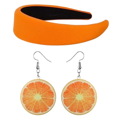 Orange Stirnband, Karnevalhaarief, Riesiges Festliches Haar Accessoire, Kreatives Stirnband Mit Ohrringen Für Frauen Und Kinder von FASSME