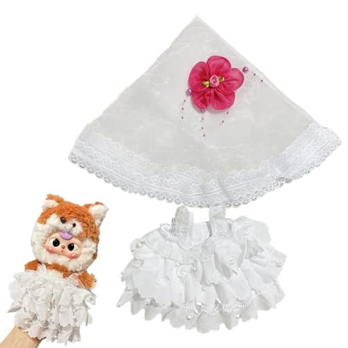 Puppenkleid, süße weiße Hochzeit Lange Spitze Schleier Puppenkleider, süße Puppenkleidung und Zubehör Set, Hochzeitspuppenkleid mit roter Blume für Hochzeit Geburtstag Urlaub von FASSME