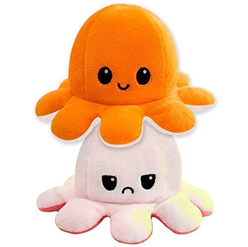 Octopus Wendeplüsch, drücken Sie Ihre Stimmung mit unserer doppelseitigen Flip-Stimmungs-Krake aus, Freunde, Familie zu jeder Gelegenheit. (Orange) von FASTEXX