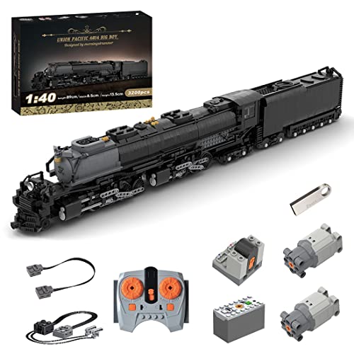 FATOX Technik Union Pacific 4014 Big Boy Zug Bausteine Modell Mit Motors, 1/40 Fernbedienung Retro Lokomotive Bausatz, 3200 Klemmbausteine Eisenbahn Kompatibel mit Lego von FATOX