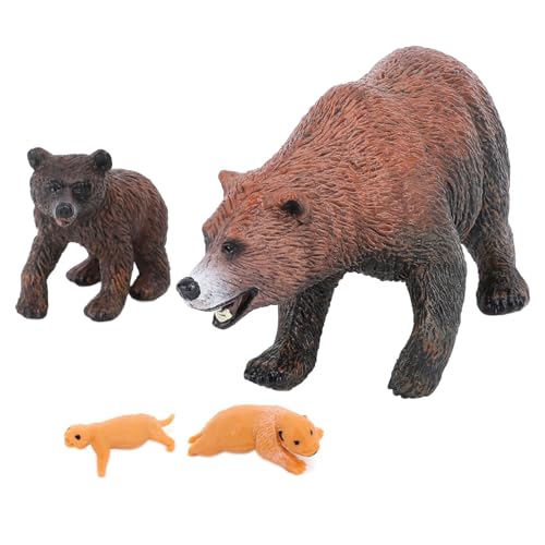 FAUOSWUK 4-teiliges Bärenspielzeug, Braunbär-Modell-Set, PVC, Lebensechte Bärenfigur, Tier-Lebenszyklus-Modell-Set, Bildungsunterhaltung mit Beobachtungsfähigkeiten für von FAUOSWUK