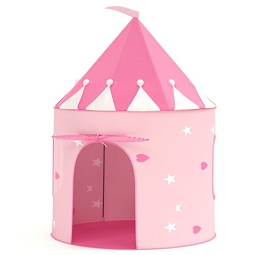 FAYDUDU Kinderzelt Schloss/Palast für Haus und Garten Kinderspielzelt für Kinder Spielhaus für drinnen und draußen tragbares Zelt Mädchen Zelt (Rosa) von FAYDUDU