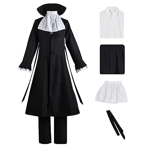 Anime Bungo Stray Dogs Cosplay Kostüm für Herren Outfits Ryunosuke Akutagawa Kostüm Schwarz Mantel Hose Halloween Kostüm (3XL) von FAZA