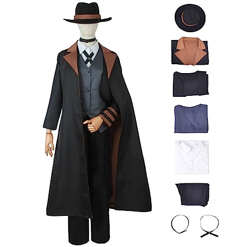 FAZA Herren Nakahara Chuuya Cosplay Kostüm Anime Bungo Stray Hunde Cosplay Uniform Trenchcoat Outfit Halloween Party Kostüm (XL) von FAZA