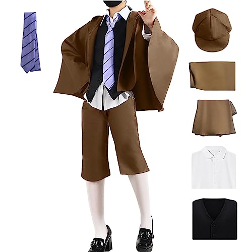 Herren Anime Ranpo Edogawa Cosplay Kostüm Komplettes Set Edogawa Ranpo Bungo Hunde Detektiv Umhang Halloween Outfits (XL) von FAZA